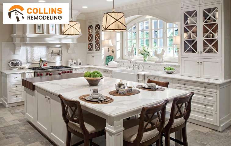 Modern kitchen featuring an effective work triangle design with clear zones