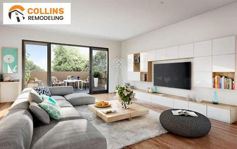 Bright and airy 500 sq ft living room with modern furnishings.